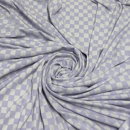 4 Way Stretch Print Nylon Spandex Fabric By The Yard Swim Wear Bikini Active Wear Lavender Checkered Speed Check