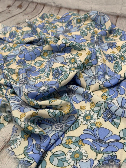 Rayon Challis Woven Print Fabric By The Yard Dusty Vinatge Paisley Rose Flower Geometric Summer Boho Ditsy Floral Print