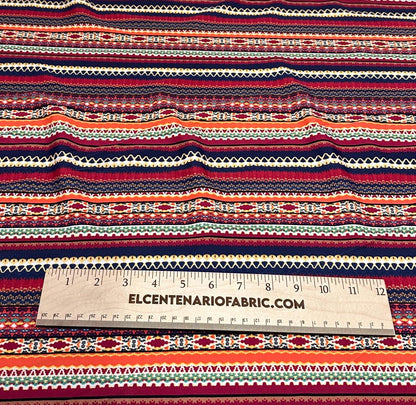 4 Way Stretch Print Nylon Spandex Fabric By The Yard Tricot Swim Wear Bikini Active Wear Multi Color Stripe Geometric Rust Navy  Rustic