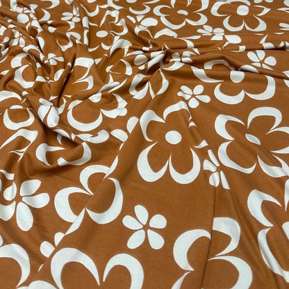 DBP Double Brushed Poly Spandex Floral Groovy 70s Print Funky Fabric By The Yard