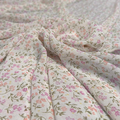 Polyester Chiffon Woven Print Fabric By The Yard Mini Multicolor Peach Flower Summer  Floral Print Summer Flowy Dress