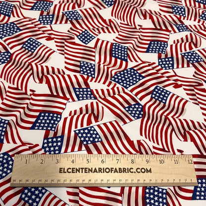 4 Way Stretch Print Nylon Spandex Fabric By The Yard Tricot Swim Wear Bikini Active Wear USA American Flag Fourth of July Independence
