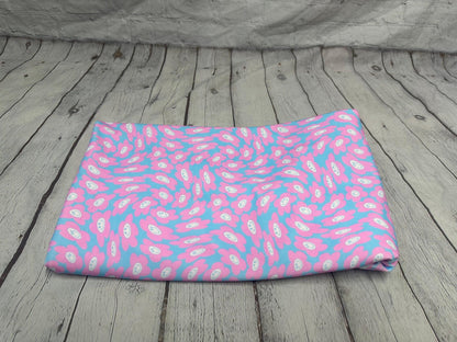 4 Way Stretch Print Poly Spandex Fabric By The Yard Terry Swim Wear Bikini Active Wear Multicolor Daisy Smiley 70s Retro Vintage 300 GSM