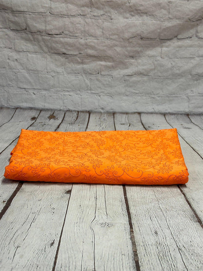 4 Way Stretch Print Nylon Spandex Fabric By The Yard Tricot Swim Wear Bikini Active Wear Embroidered Texture Eyelet Orange