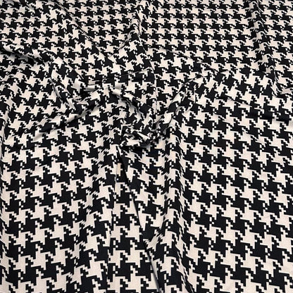 4 Way Stretch Print Nylon Spandex Fabric By The Yard Tricot Swim Wear Bikini Active Wear White Black Houndstooth Print