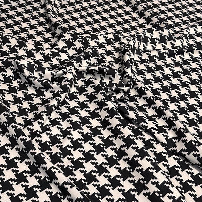 4 Way Stretch Print Nylon Spandex Fabric By The Yard Tricot Swim Wear Bikini Active Wear White Black Houndstooth Print