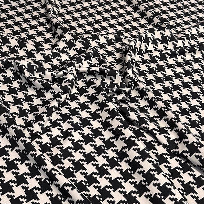 4 Way Stretch Print Nylon Spandex Fabric By The Yard Tricot Swim Wear Bikini Active Wear White Black Houndstooth Print