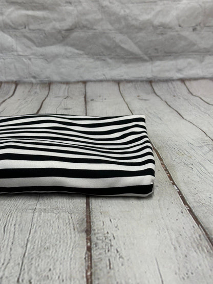 DBP Double Brushed Poly Spandex Print Black White 1/4 Inch Vertical Stripe Quarter Inch Print By The Yard