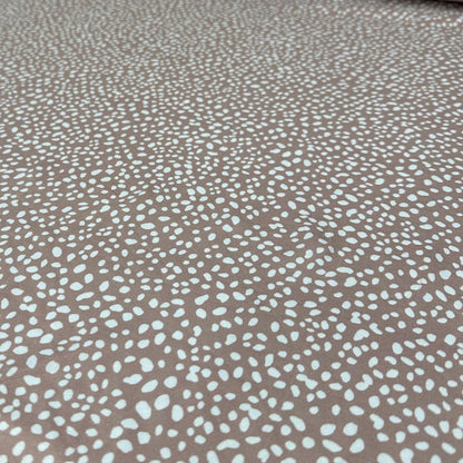 DBP Double Brushed Poly Spandex Print Mini Assorted Dot Polka Dot Print By The Yard Mauve