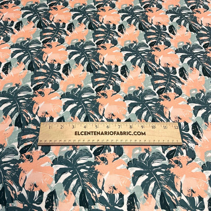 4 Way Stretch Print Spandex Fabric By The Yard Tricot Swim Wear Bikini Tropical Teal Green Mauve Floral Hawaii 280 GSM
