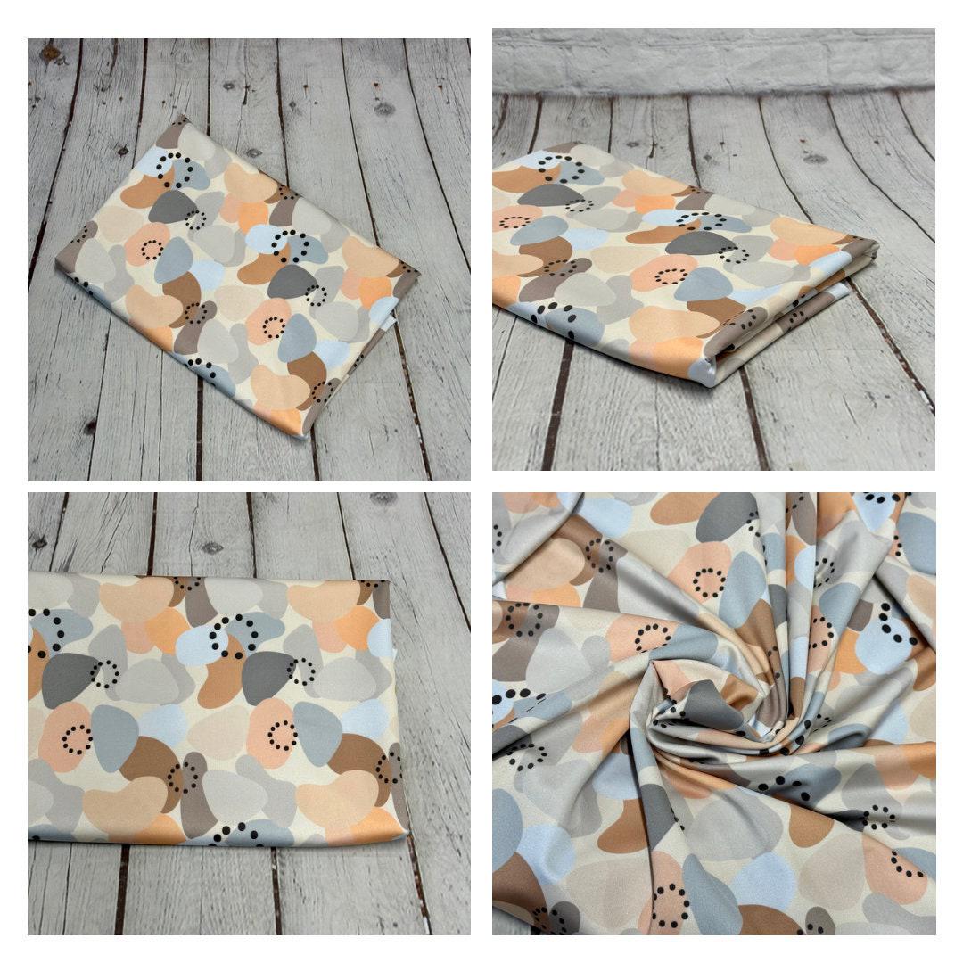 4 Way Stretch Print Spandex Fabric The Yard Tricot Swim Wear Bikini Boho Neutral Abdtract Fall Rustic Geometric Print 280 GSM