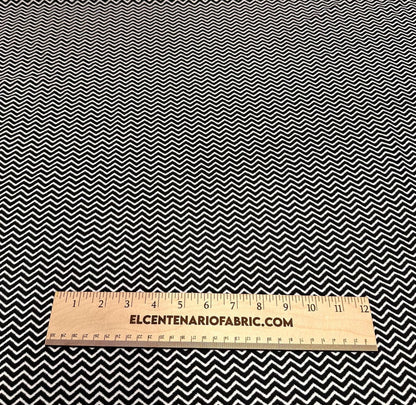 4 Way Stretch Print Nylon Spandex Fabric By The Yard Tricot Swim Wear Bikini Active Wear Chevron Black White