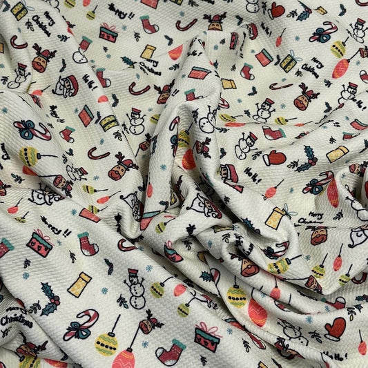 Christmas  Bullet Stretch Fabric Spandex Solid Fabric  Textured fabric Bows fabric Liverpool fabric Xmas Santa
