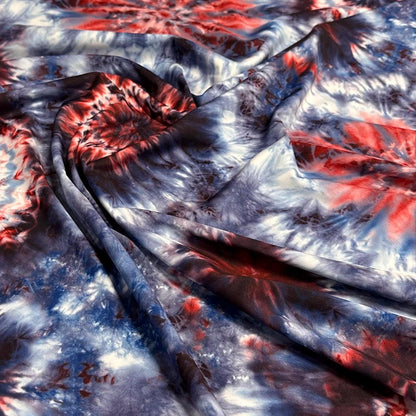 4 Way Stretch Print Nylon Spandex Fabric By The Yard Tricot Swim Wear Bikini Active Wear Space Acid Wash Tie Dye Red Blue Print