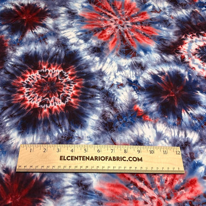 4 Way Stretch Print Nylon Spandex Fabric By The Yard Tricot Swim Wear Bikini Active Wear Space Acid Wash Tie Dye Red Blue Print