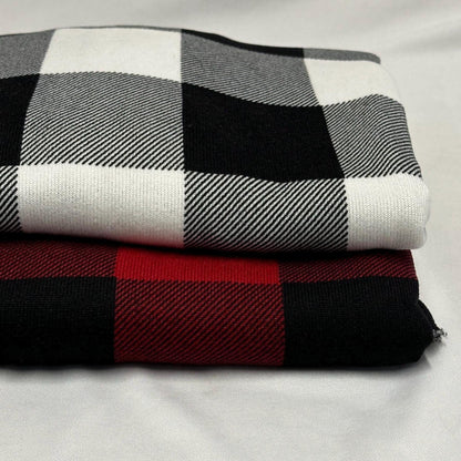 Soft Sweater Knit Buffalo Plaid  Checkered Fabric By The Yard | 220 GSM Open Weave