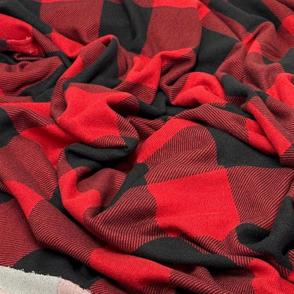Soft Sweater Knit Buffalo Plaid  Checkered Fabric By The Yard | 220 GSM Open Weave