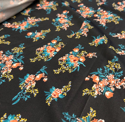 4 Way Stretch Print Nylon Spandex Fabric By The Yard Tricot Swim Wear Bikini Active Wear Small Flower Rose Black Green Pink Floral
