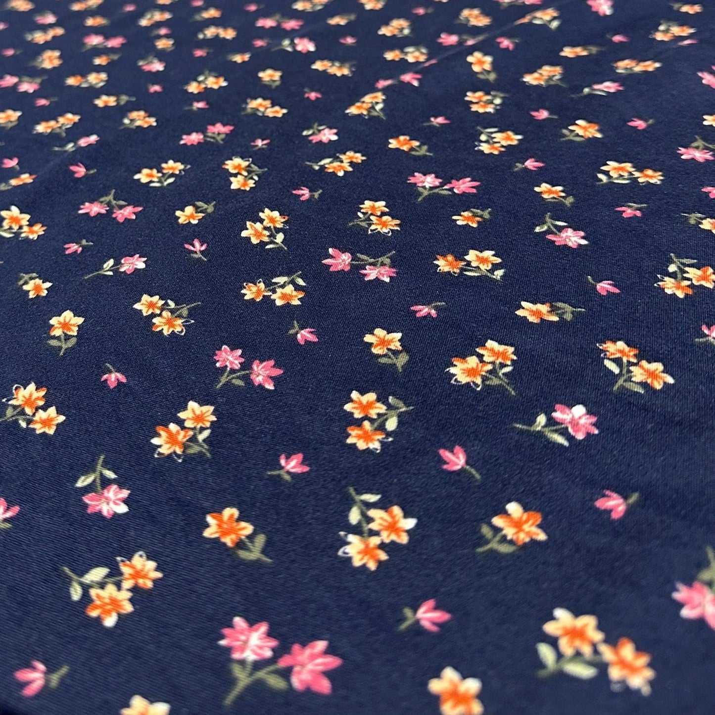 DBP Double Brushed Poly Spandex Print Ditsy Flower Vintage Mini Floral Print By The Yard Navy