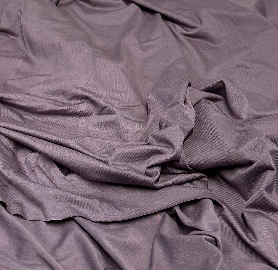 New Colors! 4-Way Stretch Bamboo Fabric| Soft Bamboo Spandex | Fabric By The Yard | For Dresses, Cardigans and Blouses | Dusty Purple Hues