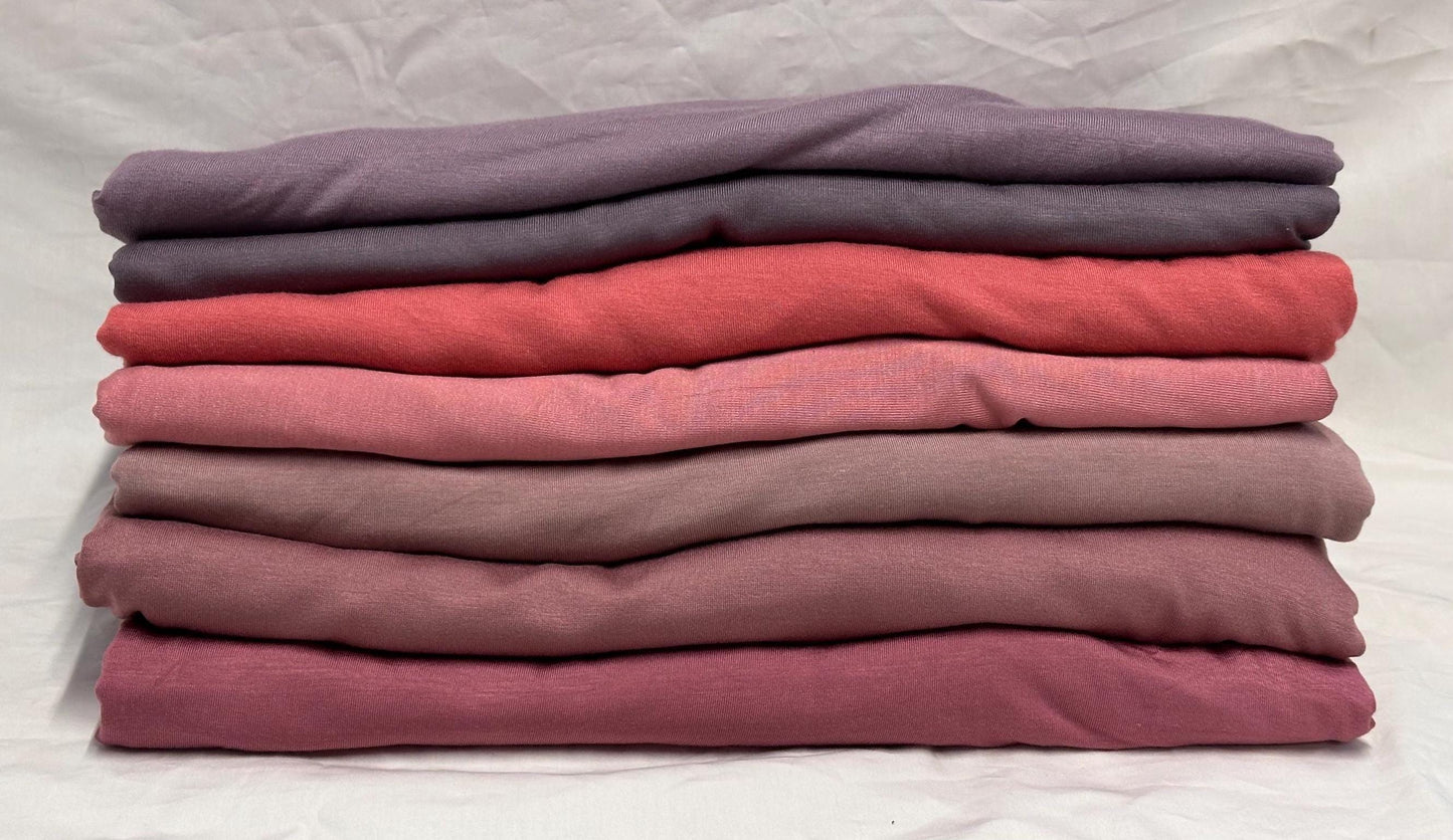 New Colors! 4-Way Stretch Bamboo Fabric| Soft Bamboo Spandex | Fabric By The Yard | For Dresses, Cardigans and Blouses | Dusty Purple Hues