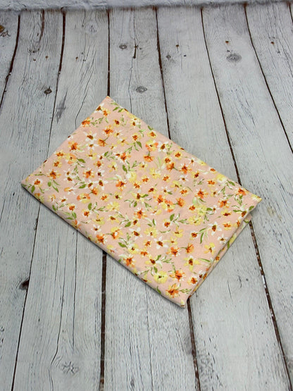 Crinkled Woven Print Fabric By The Yard Small coral Summer  Floral Print