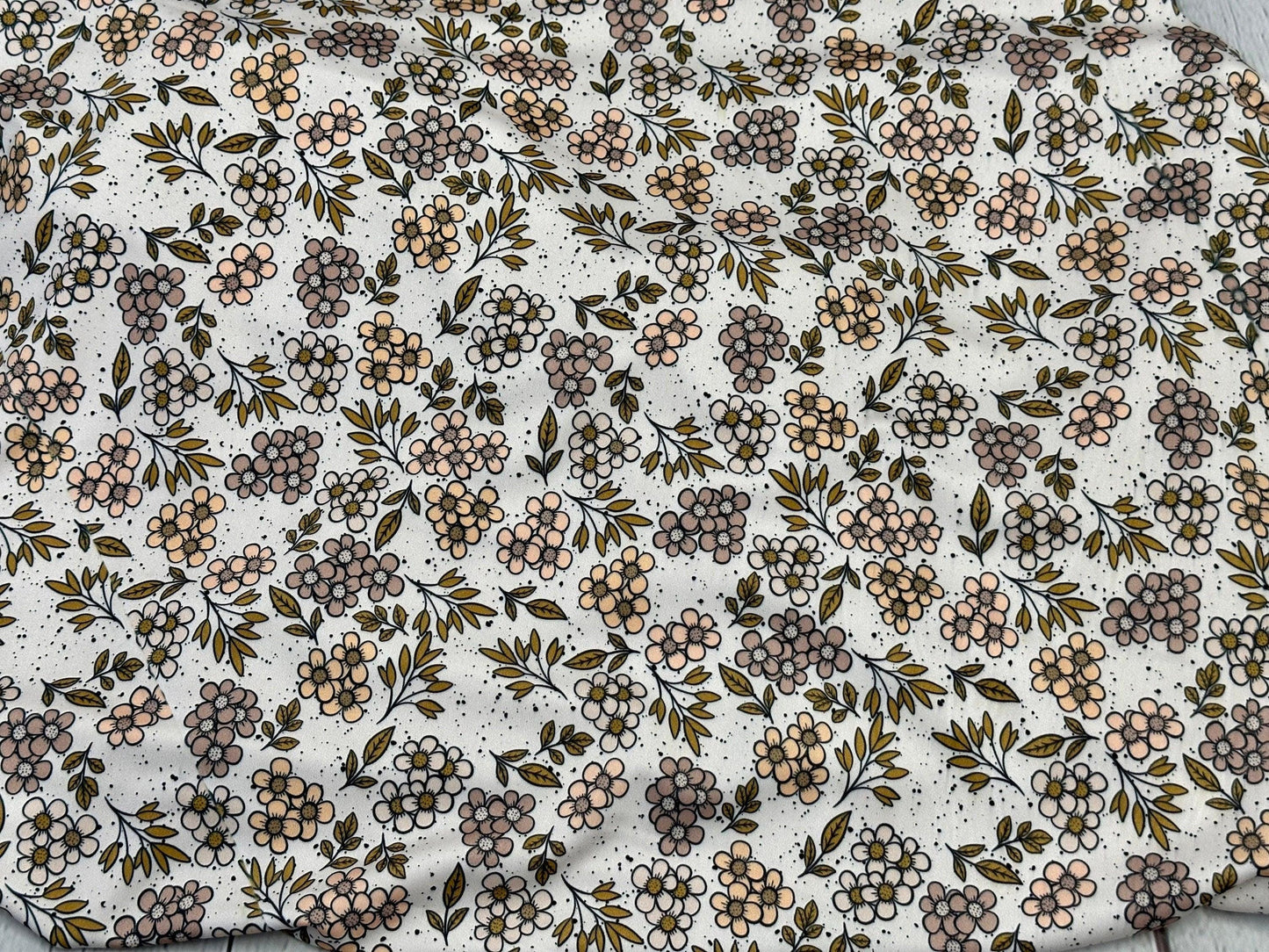 4 Way Stretch Print Spandex Fabric The Yard Tricot Swim Wear Bikini Boho Neutral Mini Floral Fall Rustic Flower Print 280 GSM