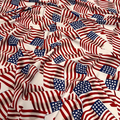 4 Way Stretch Print Nylon Spandex Fabric By The Yard Tricot Swim Wear Bikini Active Wear USA American Flag Fourth of July Independence