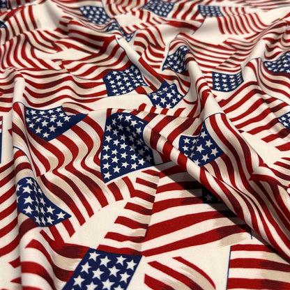 4 Way Stretch Print Nylon Spandex Fabric By The Yard Tricot Swim Wear Bikini Active Wear USA American Flag Fourth of July Independence