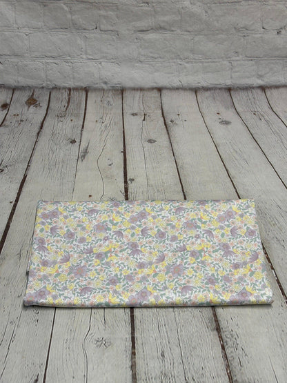 4 Way Stretch Tricot Print Spandex Fabric By The Yard Tricot Swim Wear Bikini Soft Pastel Small Ditsy Flower Foral Lilac Yellow Daisy