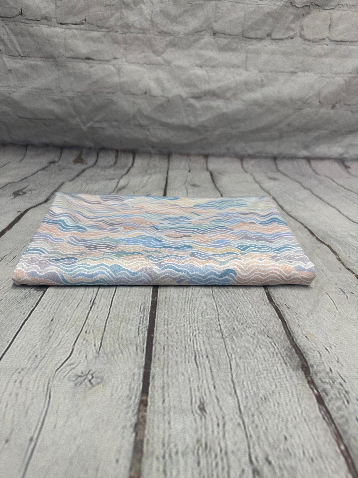 4 Way Stretch Print Spandex Fabric By The Yard Tricot Swim Wear Bikini Pastel Mini Multi Color Hazy Wave 280 GSM