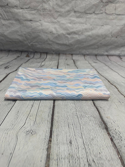 4 Way Stretch Print Spandex Fabric By The Yard Tricot Swim Wear Bikini Pastel Mini Multi Color Hazy Wave 280 GSM
