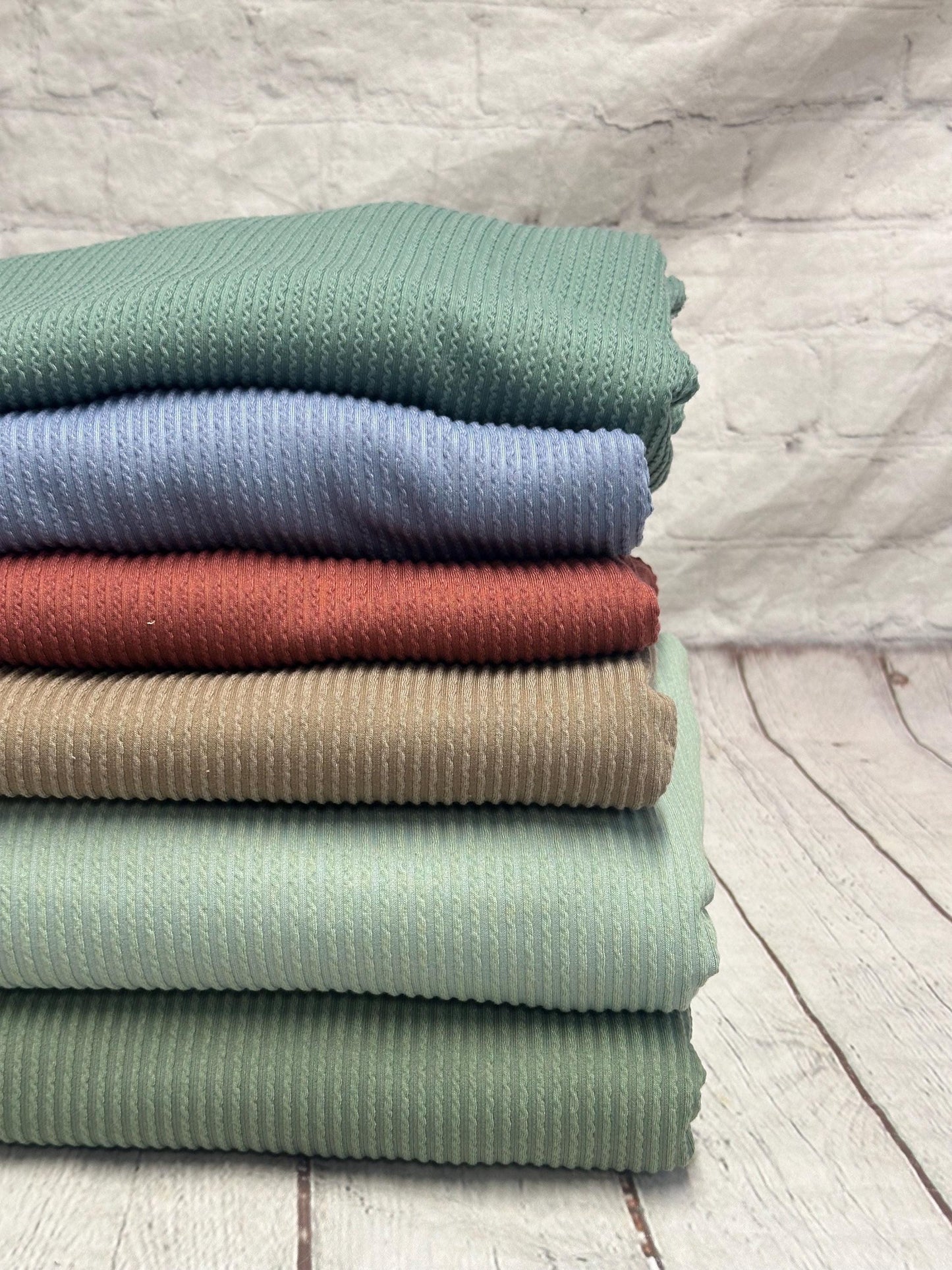 NEW COLORS! Texture Street  Rib Wave Knit Spandex Fabric By The Yard Urban Rib Cable Knit Spandex Texture Knit #10