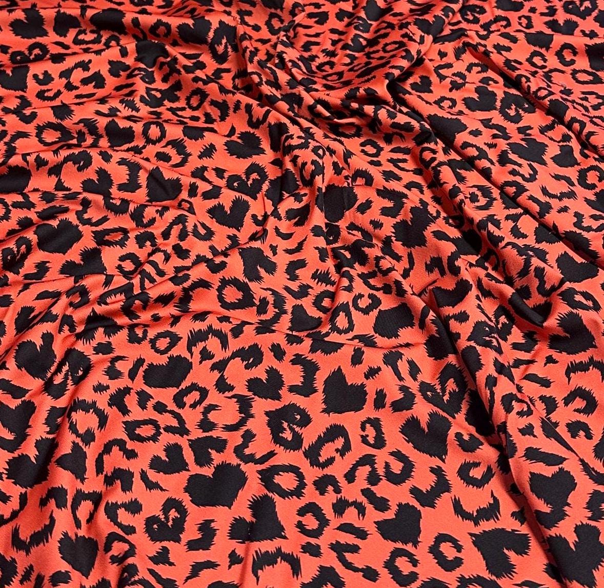 4 Way Stretch Print Nylon Spandex Fabric By The Yard Tricot Swim Wear Bikini Active Wear Leopard Animal Print 280 GSM