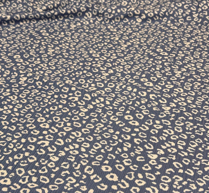 DBP 4x2 Rib Knit Mini Animal Double Brushed Polyester Spandex Vintage Leopard Cheetah Monotone Denim Fabric By The Yard