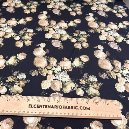 4 Way Stretch Assorted Print Nylon Spandex Fabric By The Yard Tricot Swim Wear Bikini Active Black Nude Flower Floral  240 GSM