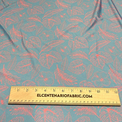 4 Way Stretch Print Spandex Fabric By The Yard Tricot Swim Wear Bikini Tropical Teal Green Mauve Floral Hawaii