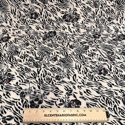 4 Way Stretch Print Nylon Spandex Fabric By The Yard Tricot Swim Wear Bikini Active Wear Cream Cheetah Rose Zebra Animal  Print 280 GSM