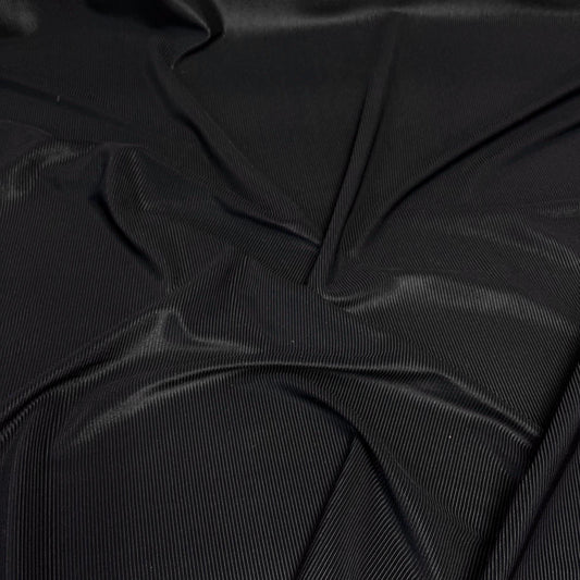 Premium 4-Way Stretch Ribbed Nylon Spandex Fabric for  Swimwear Fabric By The Yard Black