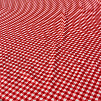 DBP Double Brushed Poly Spandex Gingham Pring Small Checkered Print By The Yard Red