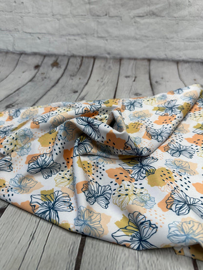 4 Way Stretch Print Spandex Fabric By The Yard Tricot Swim Wear Bikini Abstract Flower Boho Floral Geometric White 280 GSM