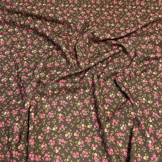 Airflow Woven Print Fabric By The Yard  Brown Small Multi Color Summer  Floral Print