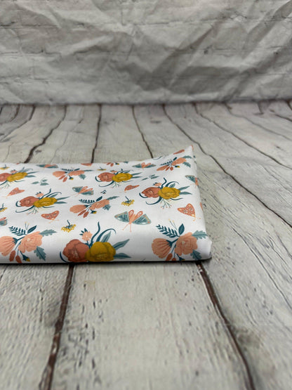 4 Way Stretch Print Spandex Fabric By The Yard Tricot Swim Wear Bikini  Floral White Wild Flower Print  280 GSM