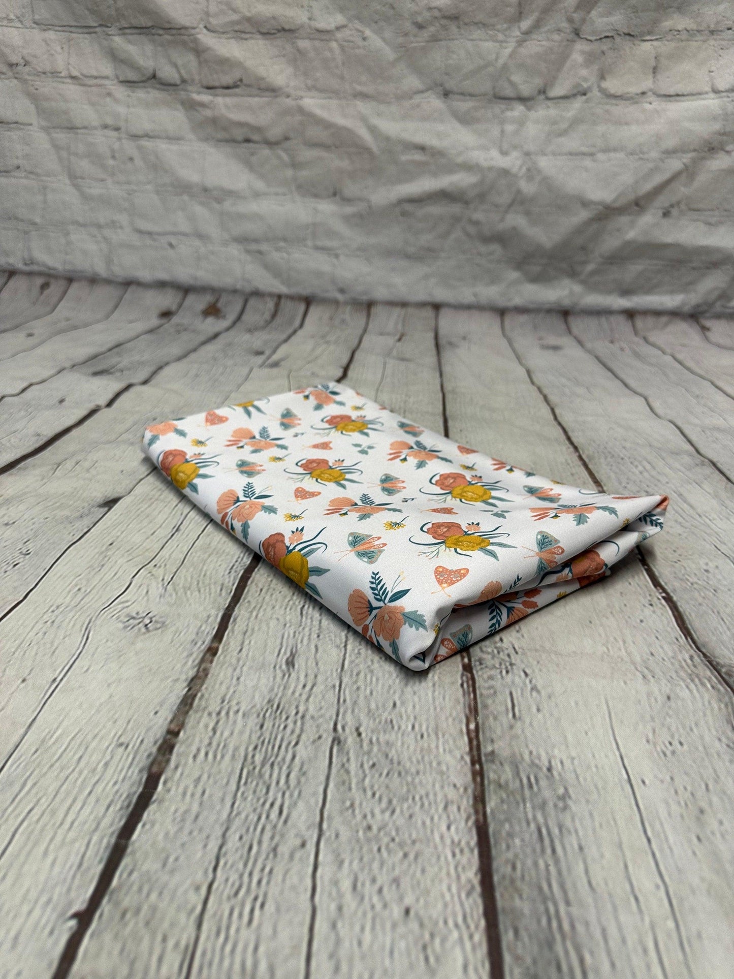 4 Way Stretch Print Spandex Fabric By The Yard Tricot Swim Wear Bikini  Floral White Wild Flower Print  280 GSM