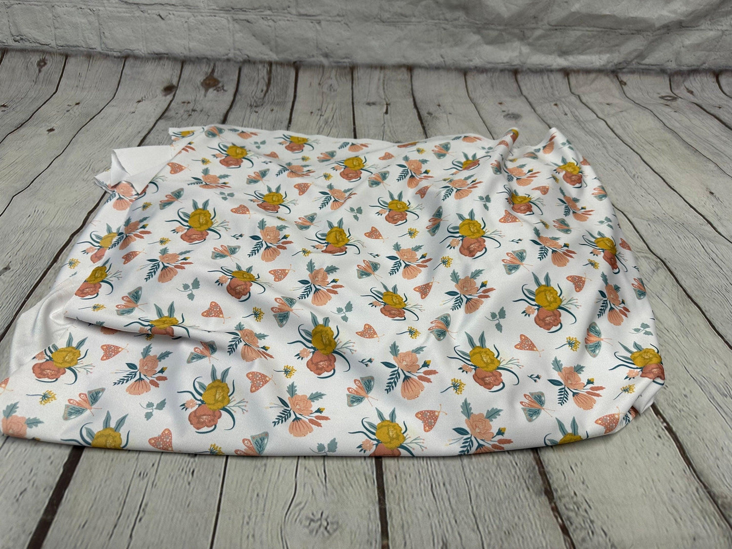 4 Way Stretch Print Spandex Fabric By The Yard Tricot Swim Wear Bikini  Floral White Wild Flower Print  280 GSM