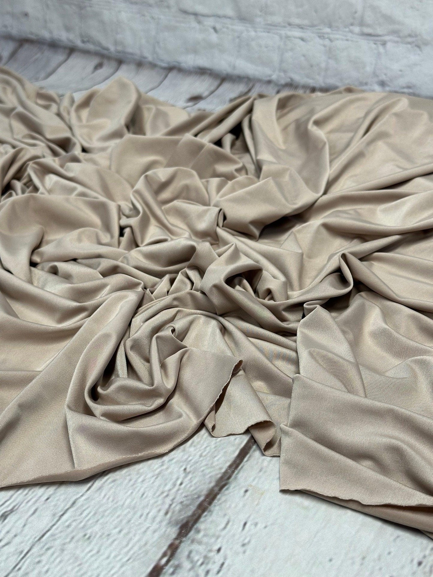 Venezia 4 Way Flowy Polyester Spandex Knit Fabric By The Yard Dresses, Skirts, Lingerie, intimates, Swim Wear, Lining,  BodyCon Neutral Tone