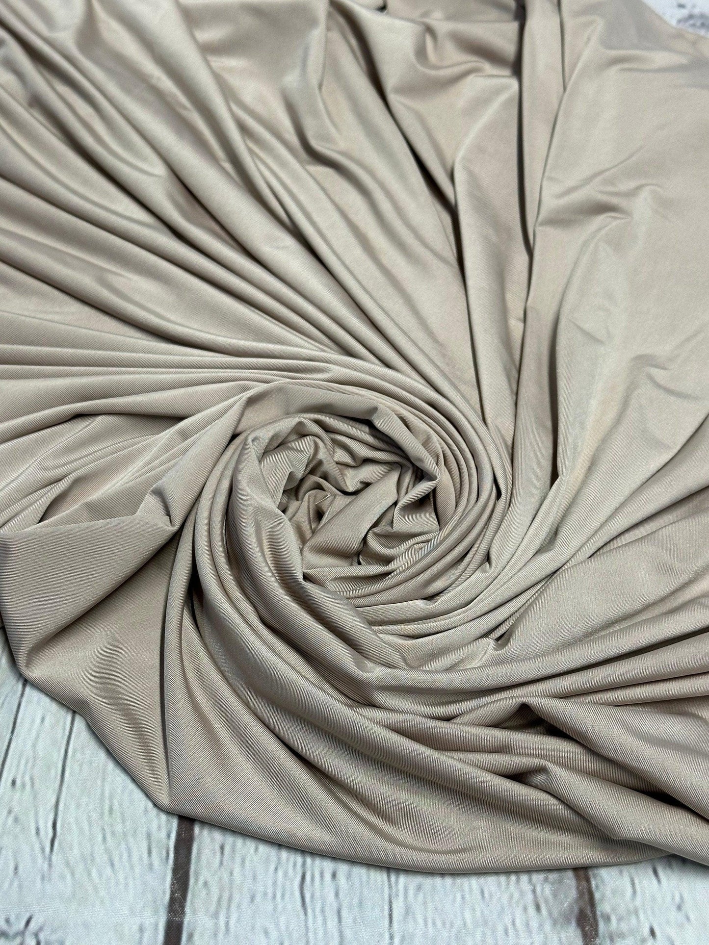 Venezia 4 Way Flowy Polyester Spandex Knit Fabric By The Yard Dresses, Skirts, Lingerie, intimates, Swim Wear, Lining,  BodyCon Neutral Tone