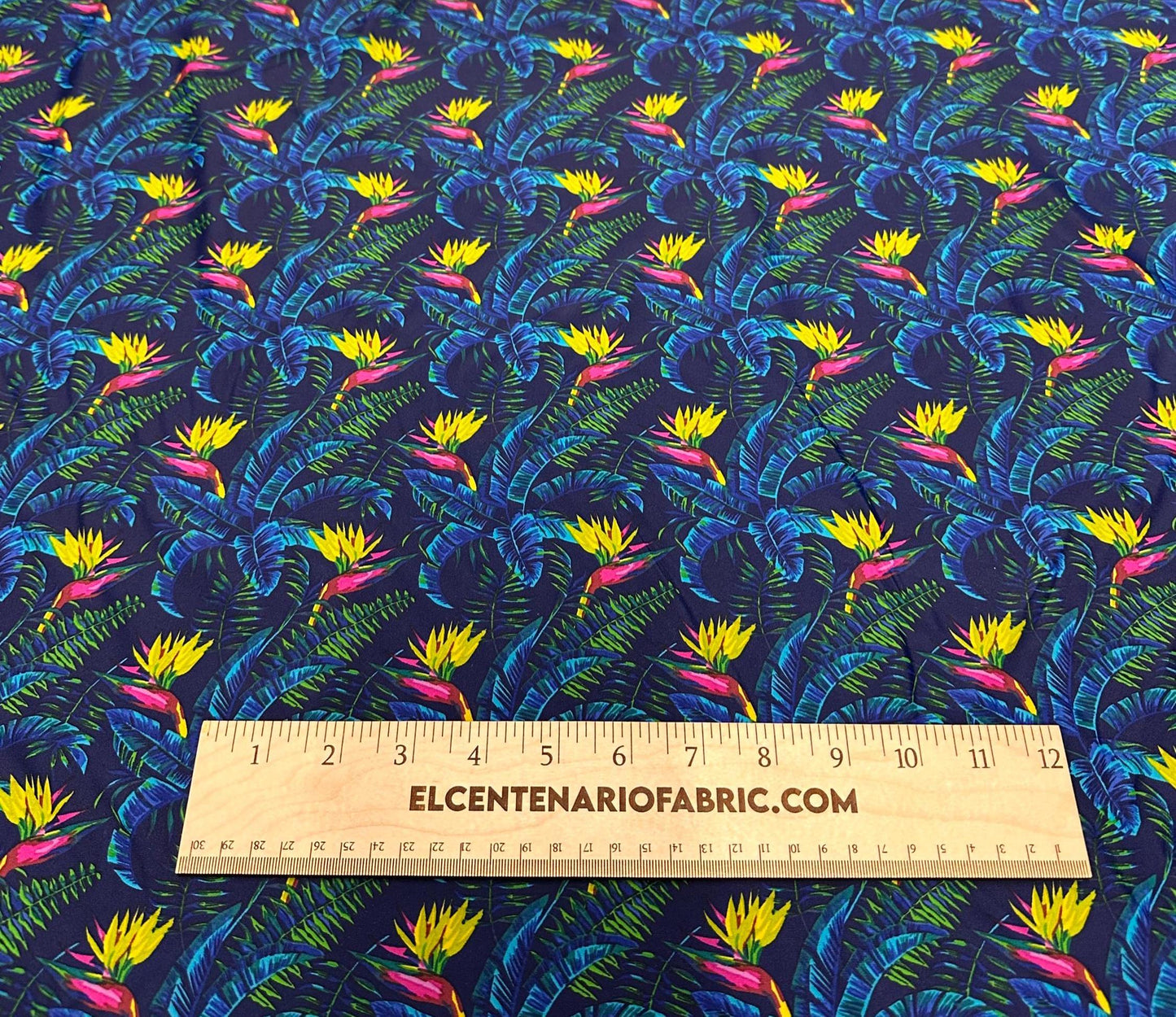 4 Way Stretch Print Nylon Spandex Fabric By The Yard Tricot Swim Wear Bikini Active Wear Tropical Floral Flower Bird of Paradise Beach