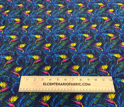 4 Way Stretch Print Nylon Spandex Fabric By The Yard Tricot Swim Wear Bikini Active Wear Tropical Floral Flower Bird of Paradise Beach