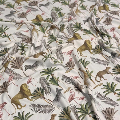 4 Way Stretch Assorted Print Nylon Spandex Fabric By The Yard Tricot Swim Wear Bikini Active Safari Animal Lion Zebra